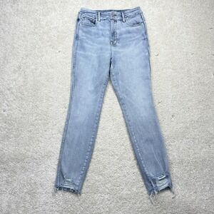 Good American Jeans Womens 6/28 Light Wash High Rise Skinny‎ Distressed Raw Hem